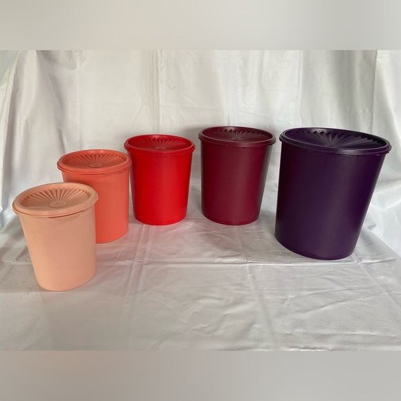 Tupperware Other - 5 Tupperware Decorator colour vintage servalier canisters
